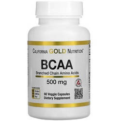Амінокислоти (БЦАА) California Gold Nutrition BCAA 500 mg (60 капсул.)