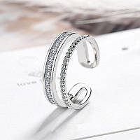 Кольцо Инфинити/ многорядное /регулирующийся размер/с цирконами/модные кольца/ покрытие серебром 925