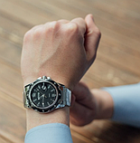 Гарний класичний срібний годинник, Металевий чоловічий годинник, фото 8