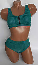 ОПТ Купальник на блискавки високі плавки Z.Five 86231 темно-бірюзовий 38-46 на 44 46 48 50 52 розмір, фото 3