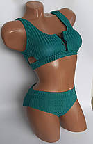 ОПТ Купальник на блискавки високі плавки Z.Five 86231 темно-бірюзовий 38-46 на 44 46 48 50 52 розмір, фото 2