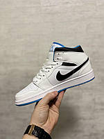 Модные качественные демисезонные кроссовки N!ke Air Jordan 1 Mid White белые