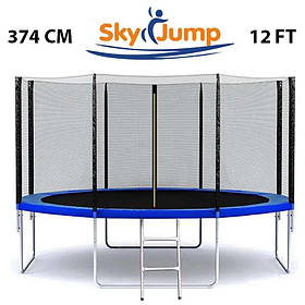 Батут SkyJump 374 см із захисною сіткою та драбинкою