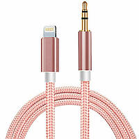 Кабель AUX Lightning - TRS Audio 3.5мм Male/Male 1м Pink (S0992)