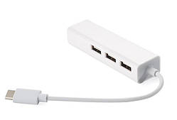 USB Hub Type-C Hub 3-port USB2.0 + RJ45 Fast Ethernet, білий
