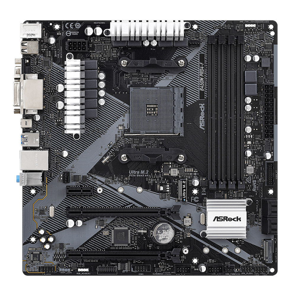 ASRock B450M PRO4-F R2.0(AM4/B450, 4*DDR4, PCIex16, DVI-D/HDMI/VGA ...