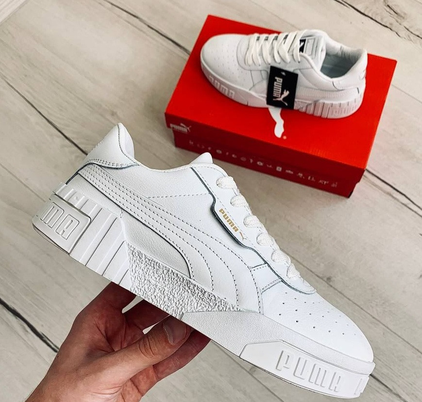 Жіночі кросівки Puma Cali Leather White білі осінь-весна. Живе фото, фото 1
