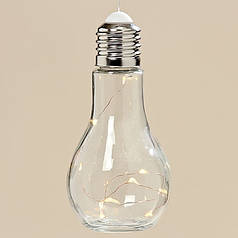 Светодиодная лампа ночник Колба прозрачное стекло h19d9см 3436600