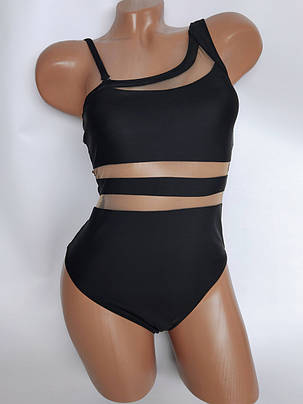 ОПТ Цільний купальник зі сіткою Z.Five 86283 36-44 чорний на 42 44 46 48 50 розмір, фото 1