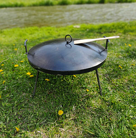 Сковорідка з диска борони діаметром 40 см з кришкою і чохлом туристична