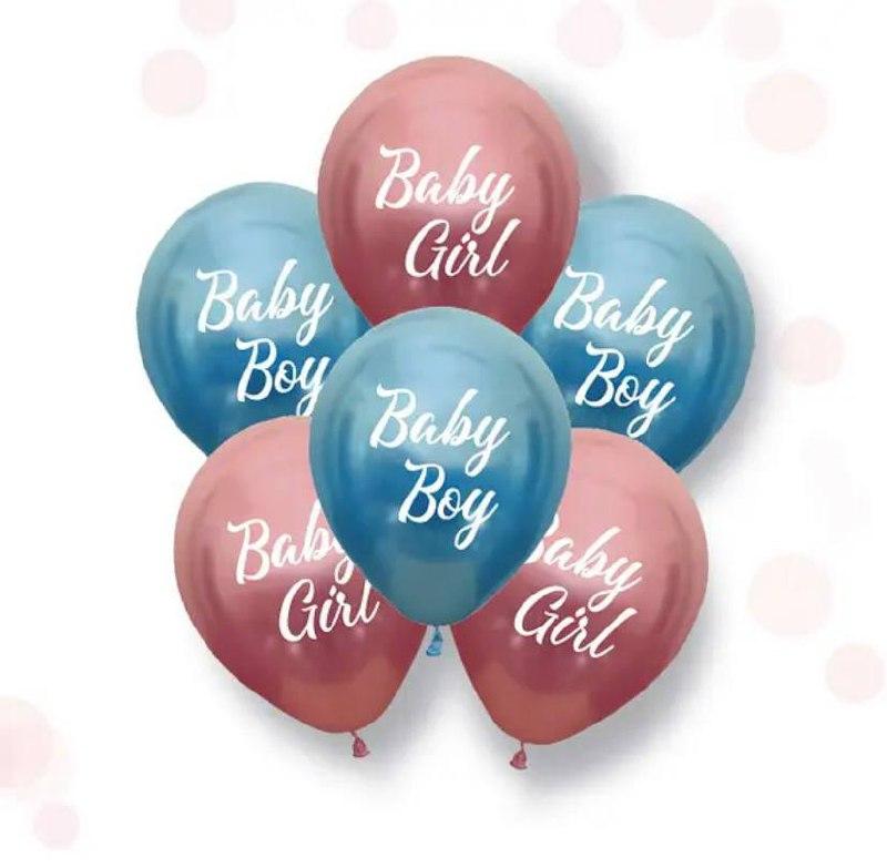 Латексна кулька з малюнком Baby boy Baby girl 12 хром Balonevi 30см