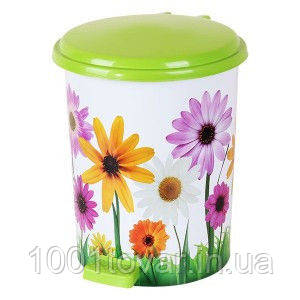 Відро педальне Еlif, з малюнком "Квіти гербери", 17 л., фото 1