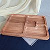 Менажниця дубова прямокутна дошка для подачі страв прямокутна на 4 секції двостороння, фото 6