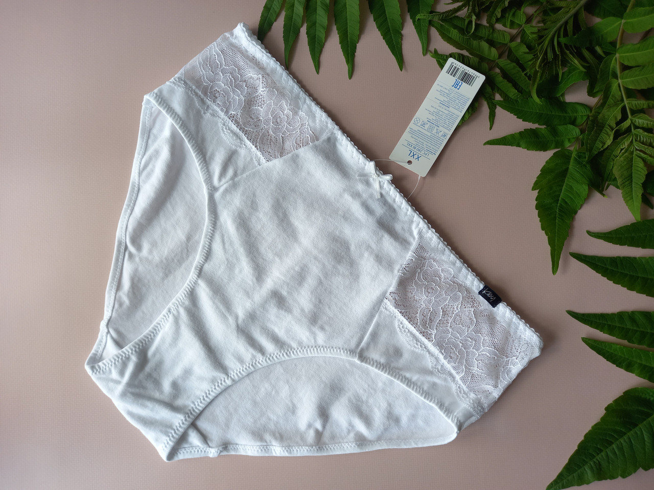 Вишукані жіночі трусики Key 280 білі бавовняні з мереживом, фото 1