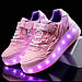Роликові кросівки Led Blaze, що світяться, на 2 колесах, USB зарядка, у стилі heelys, рожеві (RKL-13), фото 5