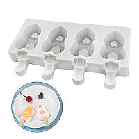 Силіконова форма для морозива Ескімо Серця 4шт