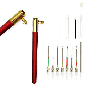Голка набивна для килимової вишивки набір 10 голок Ударна пробивна набивная ручка