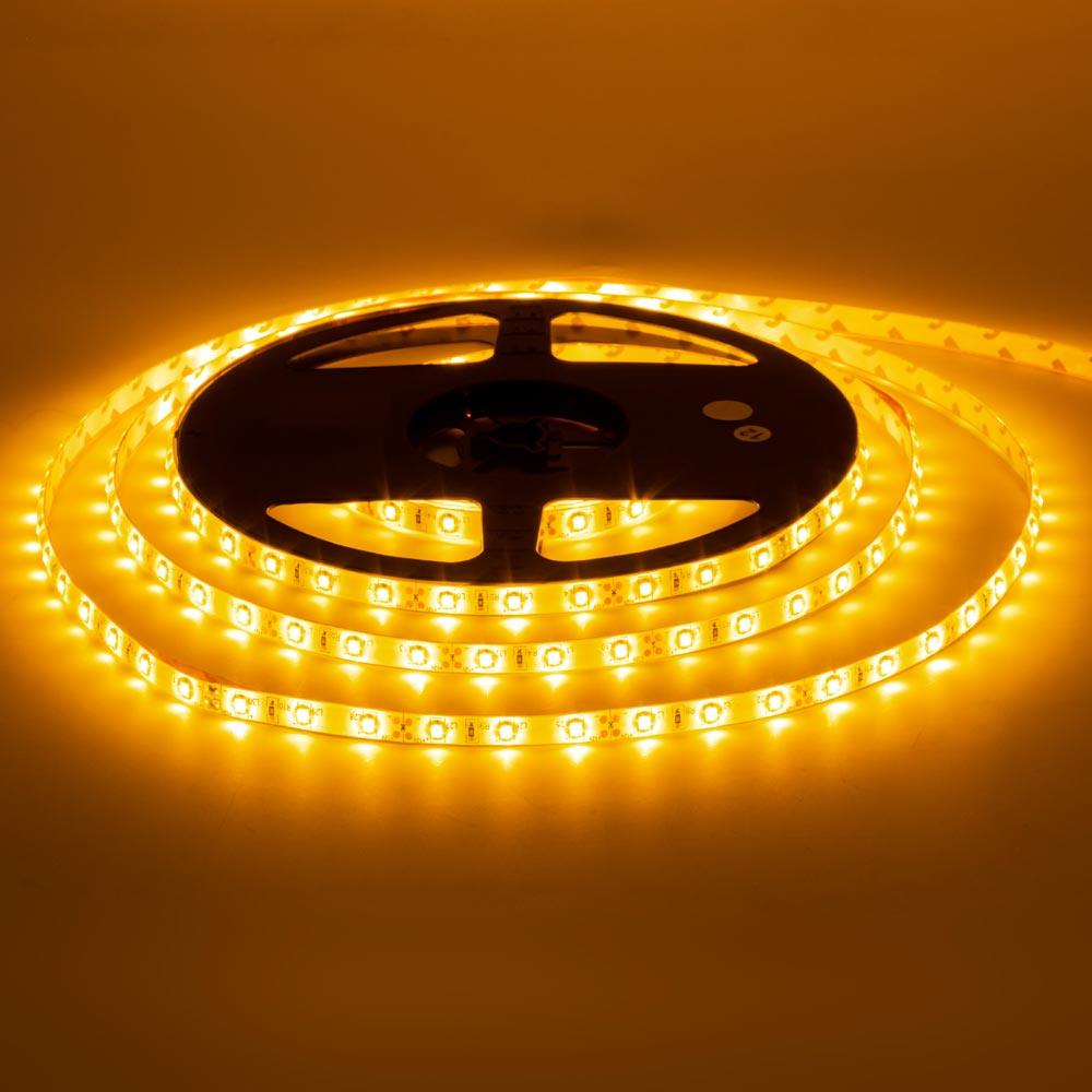 Світлодіодна стрічка 12V, 2835, 60 led/m, 4.8W, IP20, жовта, Standart. Гарантія - 12 місяців