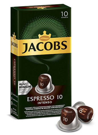 Кава в капсулах Jacobs Espresso 10 Intenso, 10 капсул Nespresso, фото 1