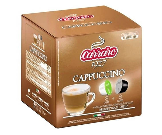 Кава в капсулах Carraro Cappuccino, 8+8 капсул Dolce Gusto, фото 1
