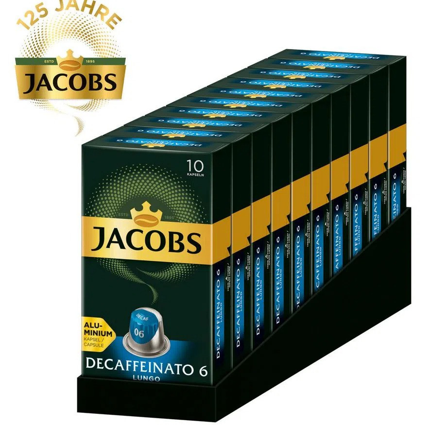 Кава Jacobs Decaffeinato Lungo, 100 капсул Nespresso