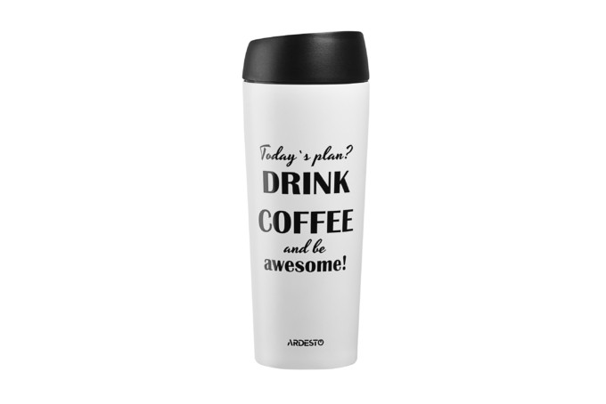 Термокухоль Ardesto Coffee timeAwesome 450 мл, біла, нержавіюча сталь