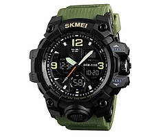 Годинник військові, водонепроникні 5 АТМ Skmei 1155B ARMY GREEN (Original 100%).