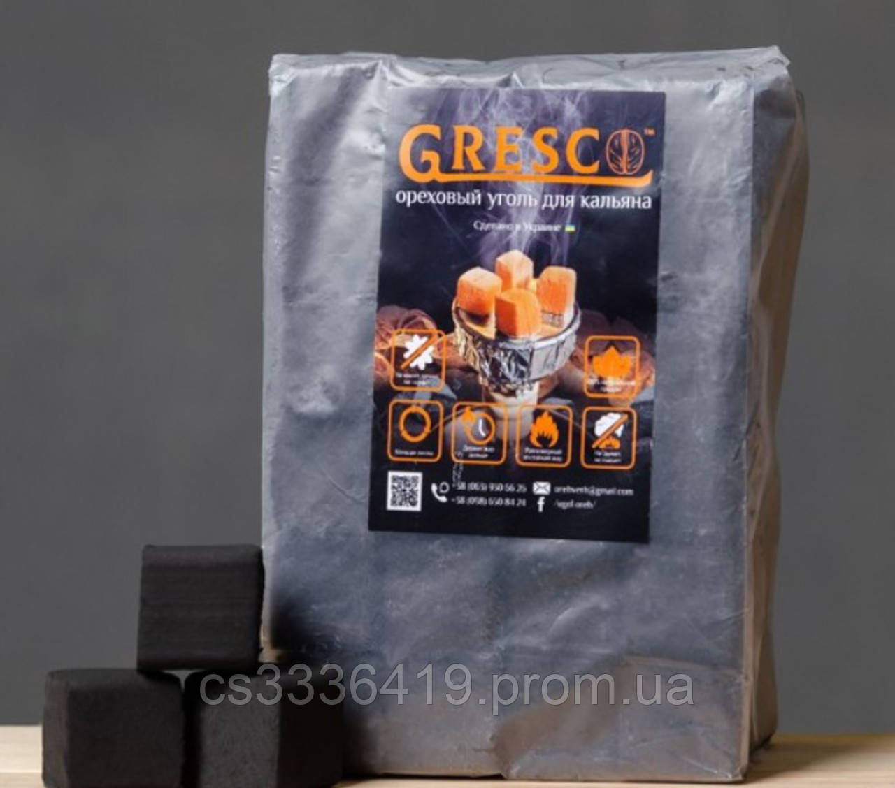 Уголь для кальяна 5 кг. Натуральный ореховый уголь Gresco - фото 3 - id-p1628383878