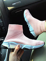 Летние розовые текстильные женские кроссовки Balenciaga Speed Trainer