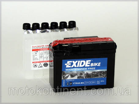 Акумулятор для мотоцикла гелевий EXIDE YTR4A-BS 2.3 Ah 85x48x113, фото 3