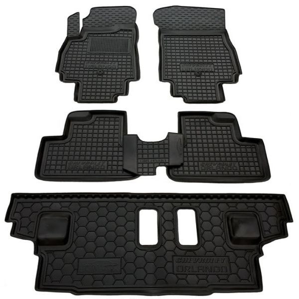 Гумові килимки в салон Chevrolet Orlando 2011- (7 місць), фото 1