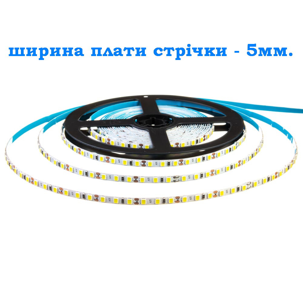 Світлодіодна стрічка 5мм, 12V, 2835, 120 led/m, 9W, IP20, 6500K – білий холодний, BPS-G3-12-5-2835-120-CW-20