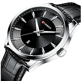 Бюджетний красивий годинник curren круглі класичні стрілочні кварцові з шкіряним ремінцем, фото 6