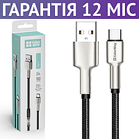 Кабель для телефона USB Type C ColorWay, черный, 1 метр, провод шнур зарядка тайп си