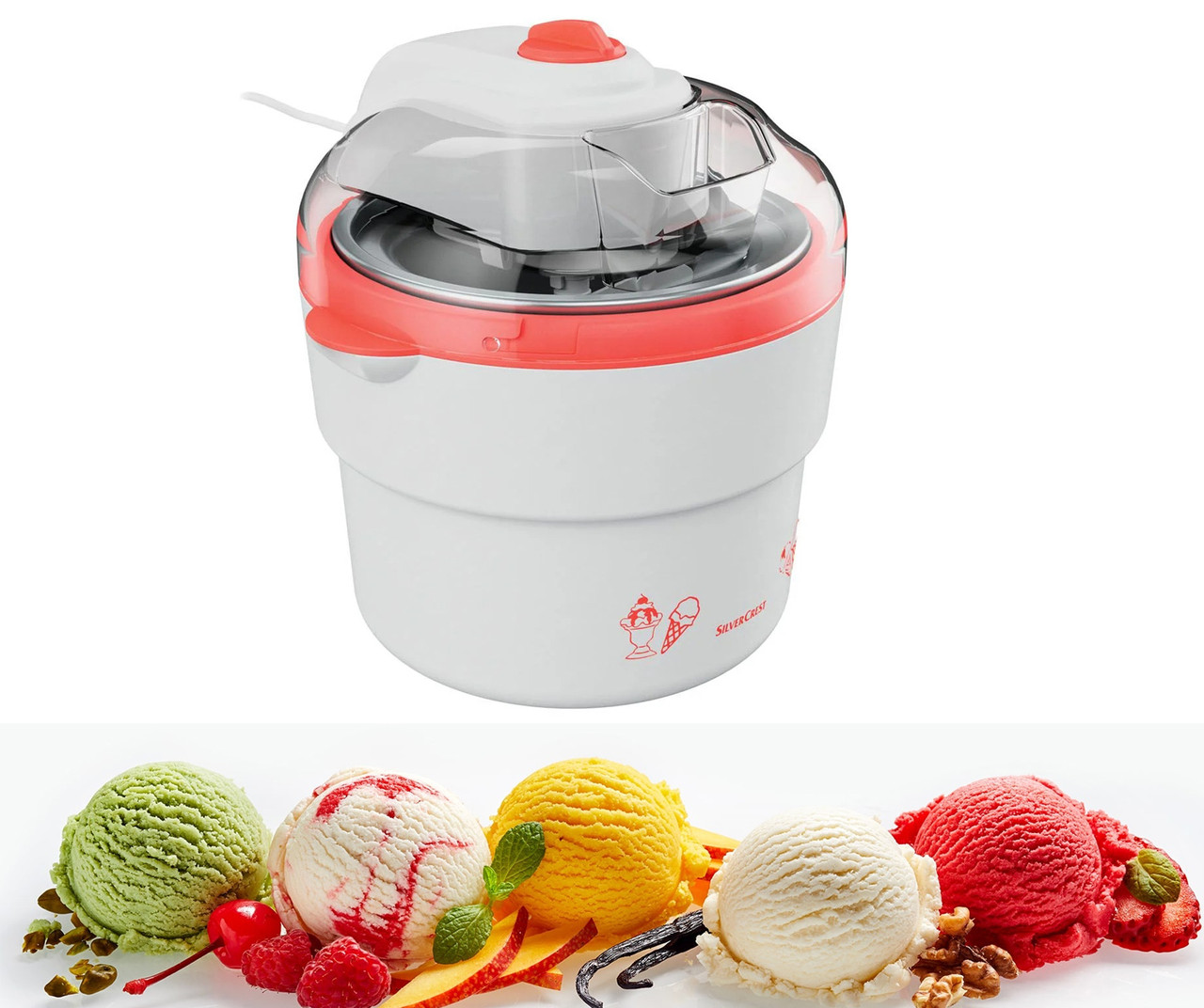 Морожениця, апарат для приготування морозива Silver Crest SECM 12 C6 coral (напівавт., Німеччина), фото 1