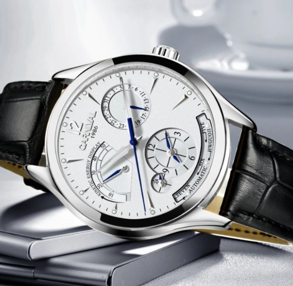 Модний чоловічий класичний механічний наручний годинник carnival з автопідзаводом зі шкіряним ремінцем, фото 1