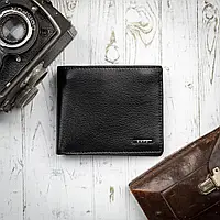 Шкіряний чоловічий гаманець портмоне Kafa на магніті, чорний (fb)