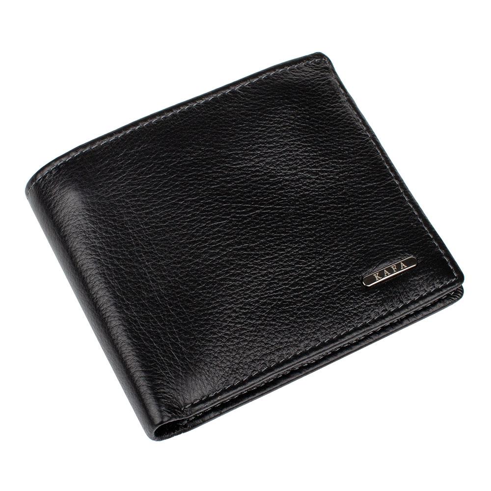 Шкіряний чоловічий гаманець портмоне Kafa на магніті, чорний (2020), фото 1