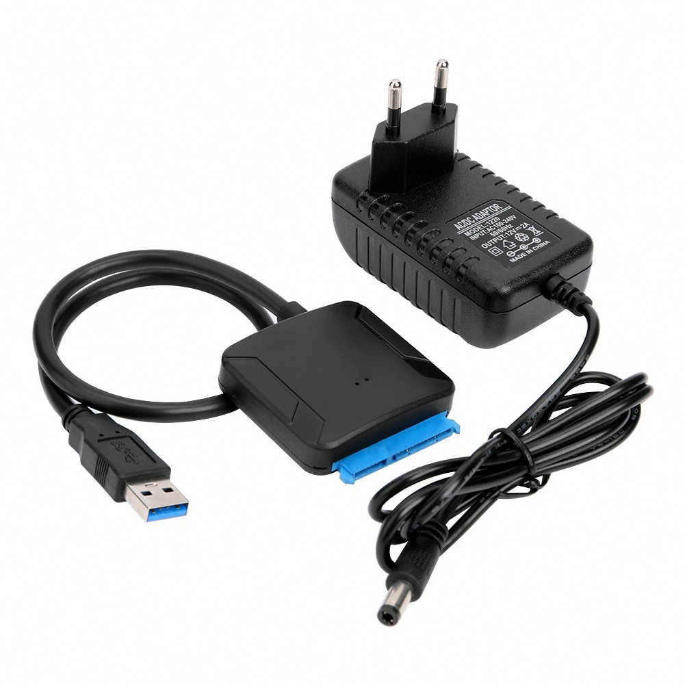 Перехідник адаптер USB 3.0 - SATA для HDD 2.5"/3.5" з блоком живлення, Конвертер для жорсткого диска