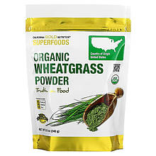 Органічний порошок пиррея California GOLD Nutrition, Superfoods "Organic Wheat Grass Powder" (240 г)