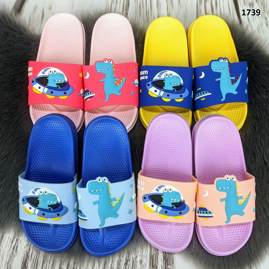Дитячі модні шльопанці сланці з динозаврами та НЛО