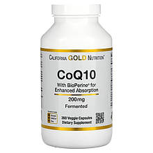 Коензим Q10 California GOLD Nutrition "CoQ10 with Bioperine" з біоперином, 200 мг (360 капсул)