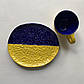 Плоска Овальна тарілка M.CERAMICS прапор синьо-жовта керамічна Ручної роботи, фото 7
