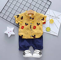 Дитячий літній ошатний костюм для хлопчика, сорочка та шорти для дітей на літо
