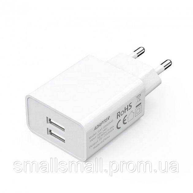 Зарядний пристрій із двома USB для телефонів/планшетів White