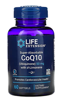 Life Extension, Суперабсорбируемый CoQ10, суперусвояемый коензим Q10 (убихинон) с d-лимоненом, 50 мг, 60 к.