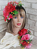 Яскравий жіночий обруч на голову "Літо в трояндочках", фото 2