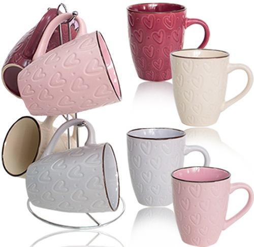 Набір 4 кухлі "Heart" 350 мл на металевій стійці, фото 1