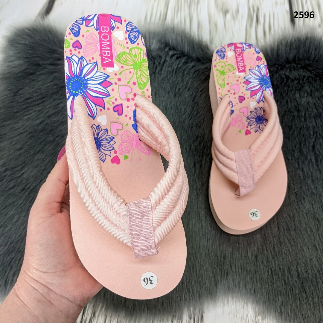 В'єтнамки рожевого кольору м'які на великій платформі Bomba 2596, фото 1