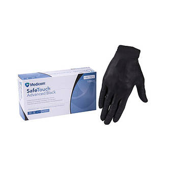 Рукавички одноразові SafeTouch Advanced BLACK S (без пудри), фото 2
